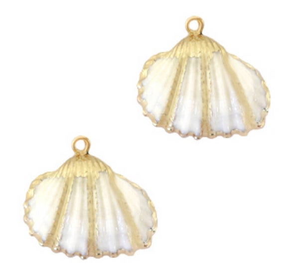 Schelp hanger kokkel Gold - white 