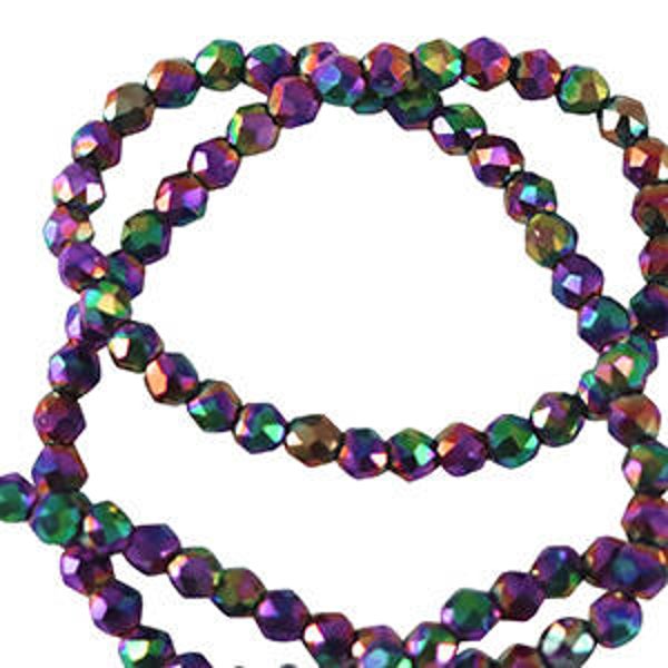 Facet kralen top quality rond 2mm Multicolor purple - AB coating