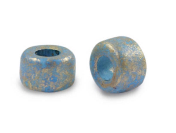 Keramiek kralen DQ Gold spot 9mm Aquamarine Blue