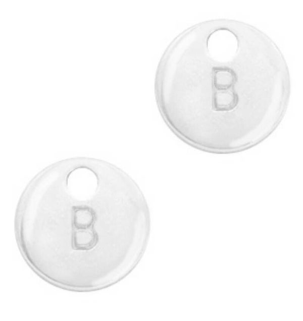metaal bedel initial B Antiek zilver (nikkelvrij)