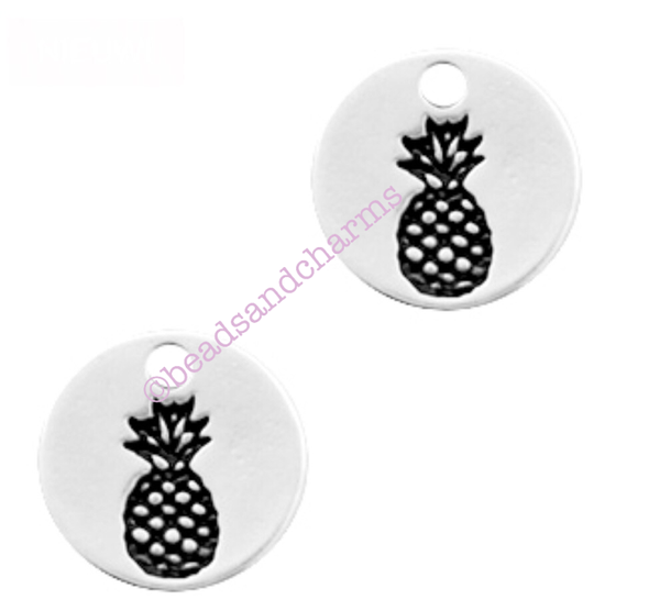 DQ metaal bedel ananas zilver