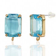 OORSTEKERS VAN CRYSTAL GLASS MET OOGJE BLUE-GOLD RECHTHOEK