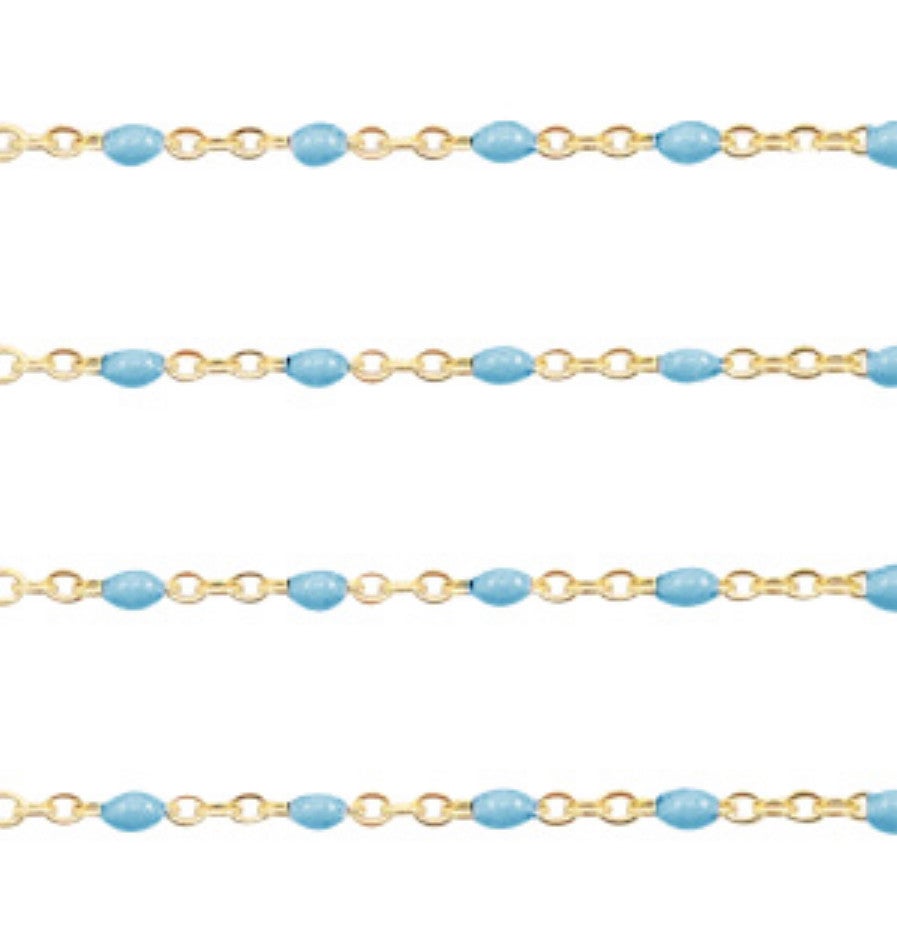 Stainless steel jasseron goud met turqoise dots