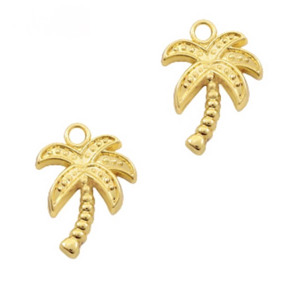 Metaal bedel palmtree goud. ( nikkelvrij)