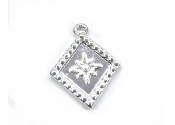 Bedel metaal hanger ruiten star zilver.