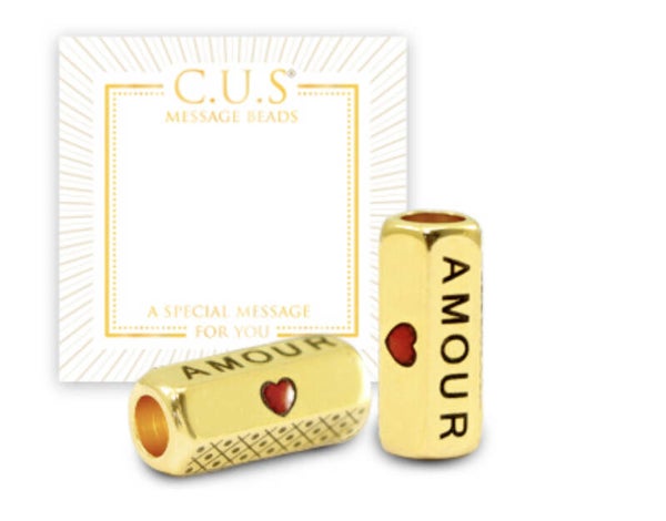 C.U.S. DQ Message Beads Amour & Heart goud