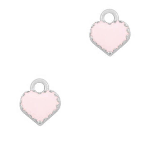 Bedel / hanger hart zilver light pink 