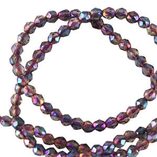 Facet kralen top quality rond 2mm. Purple AB coating