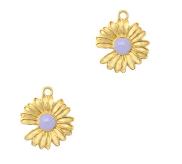 DQ metaal bedel Daisy Goud - Lila