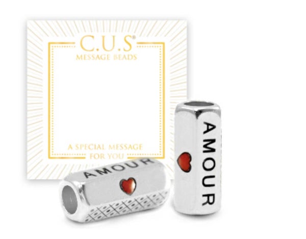C.U.S. DQ Message beads Amour & Heart Silver
