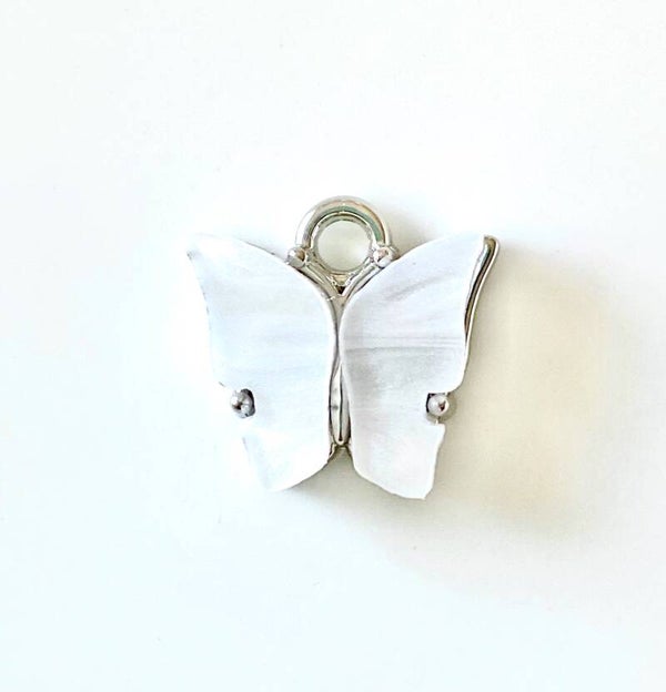 Bedel / hanger Butterfly Zilver- White 