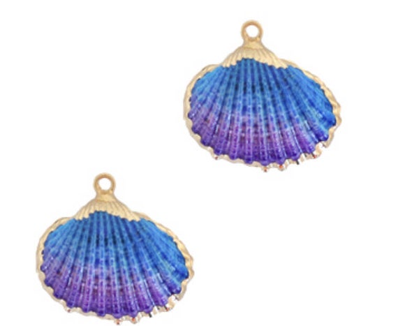 Schelp hanger Kokkel Blue purple ombré - Gold 