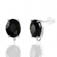 OORSTEKERS VAN CRYSTAL GLASS MET OOGJE BLACK-SILVER OVAAL