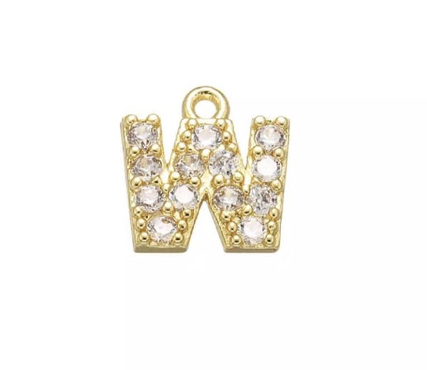 Bedel zirkonia Letter W goud.