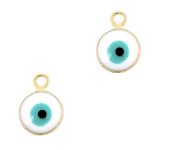 Bedel boze oog 6mm goud / wit 