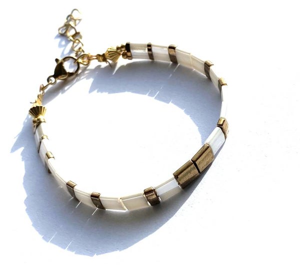 Miyuki Tila bracelet brons/parelmoer.