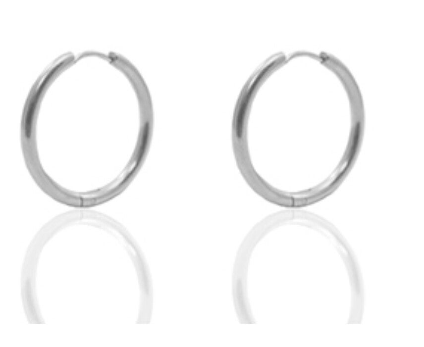 Oorbellen stainless steel (rvs) 16mm