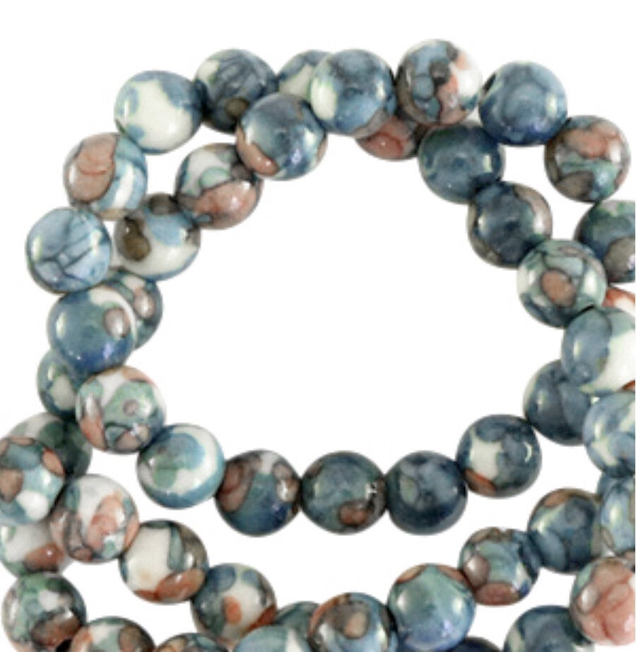 6mm natuursteen kralen Jade petrol blue