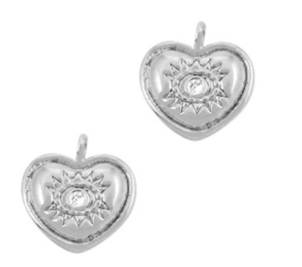 Bedel Alziend oog strass hart zilver 