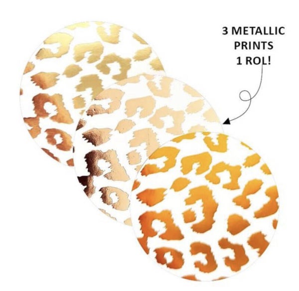 Stickers metallic 3 assorti leopard white 