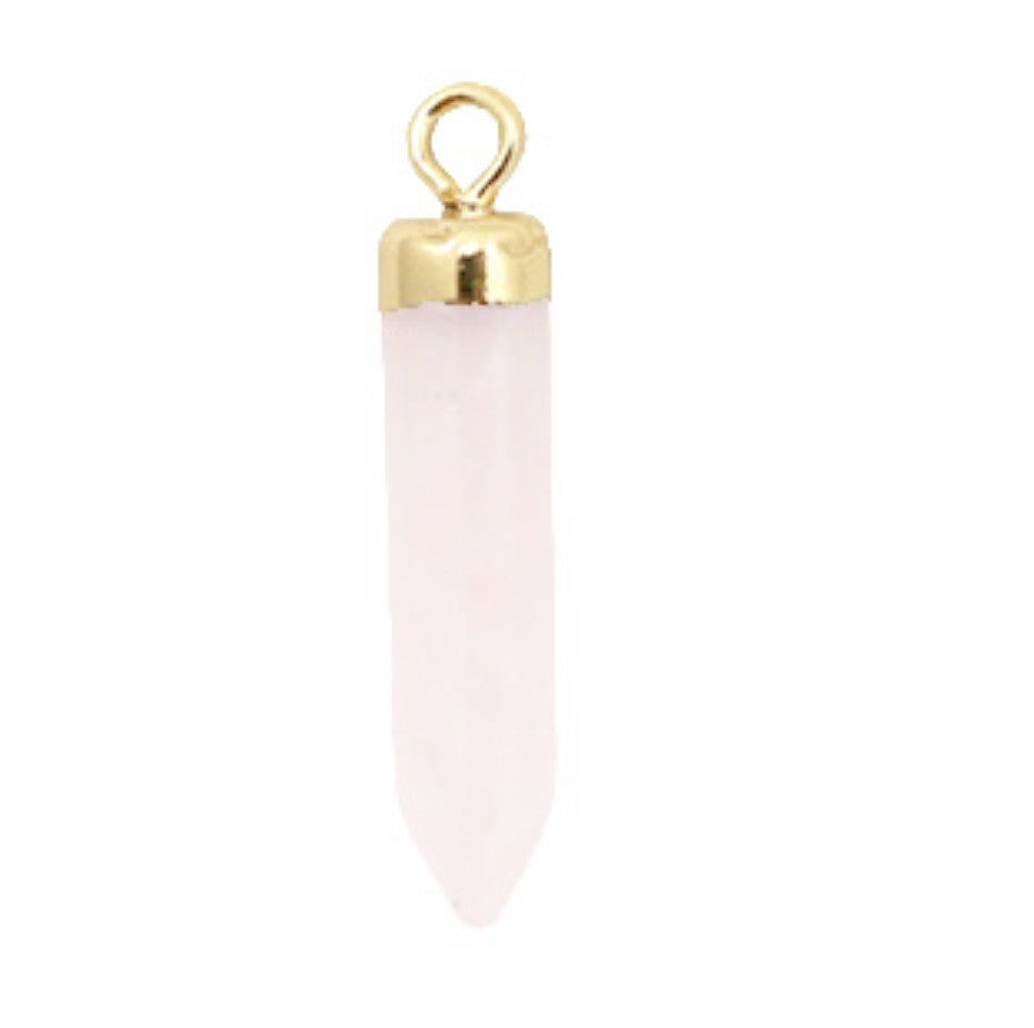 Natuursteen hanger icy pink - gold 25x6mm 