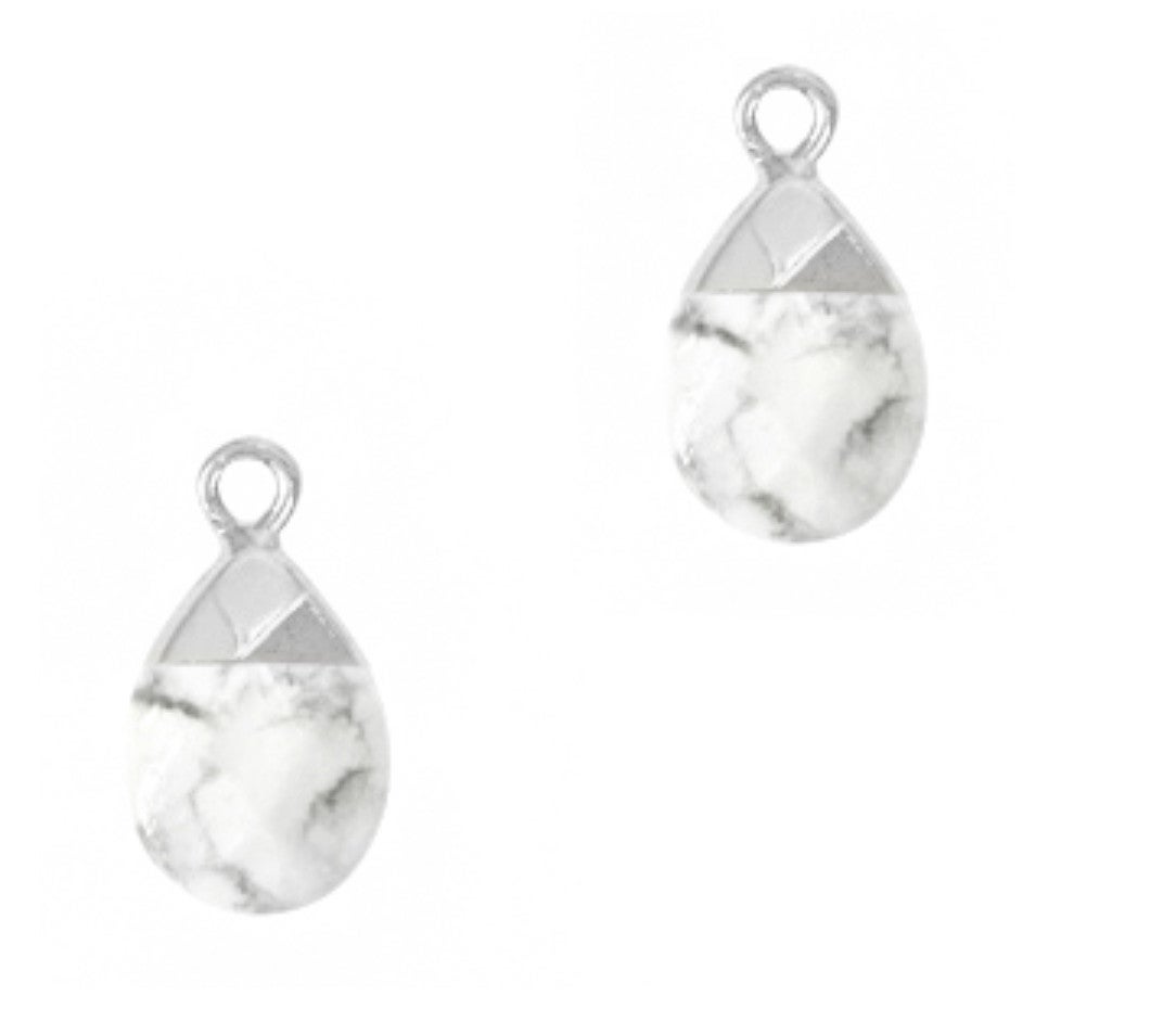 Natuursteen hanger White marble silver 