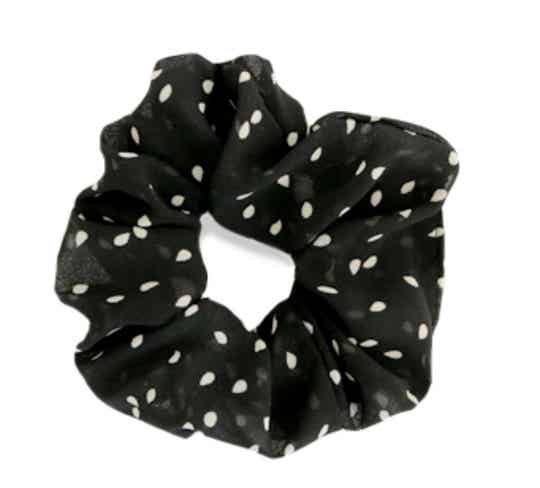 Scrunchie Black White Dots