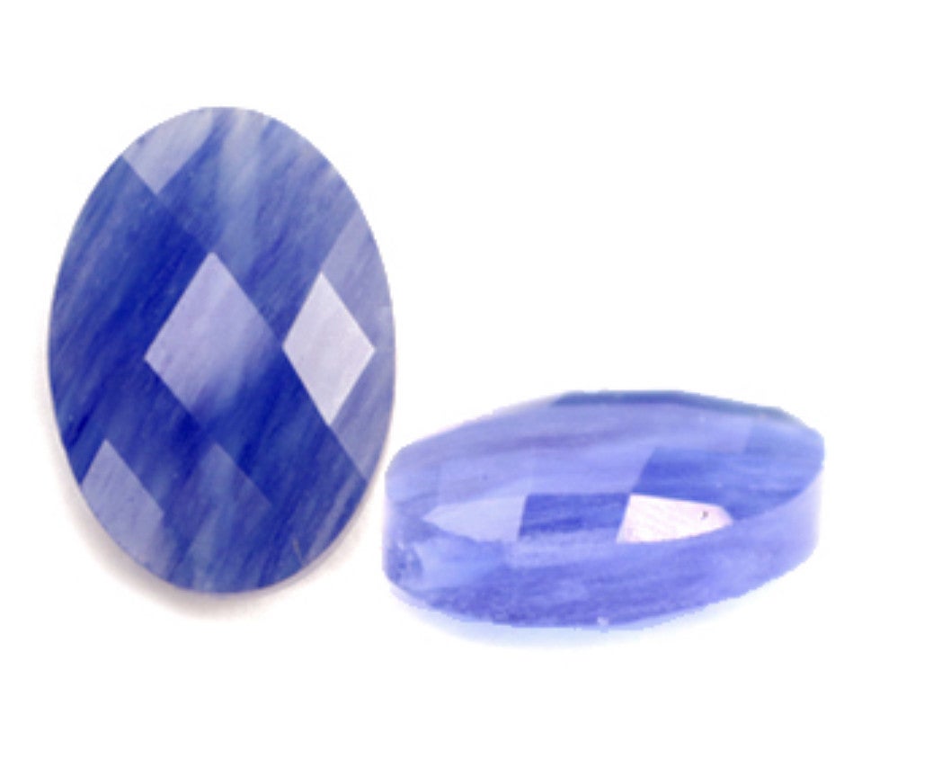 Natuursteen facet ovaal watermelon blue stone Lolite blue