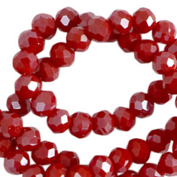 Facet kralen 6x4 mm dark crimson red pearl shine coating