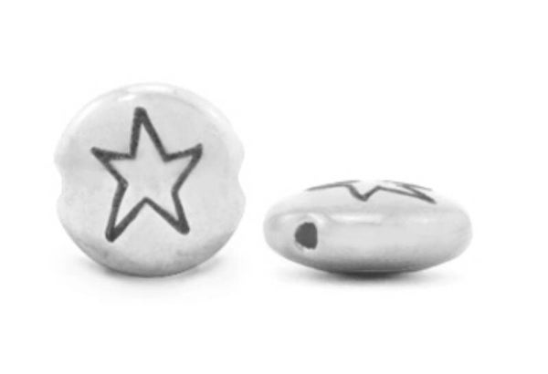 DQ metaal kraal ster zilver 7mm