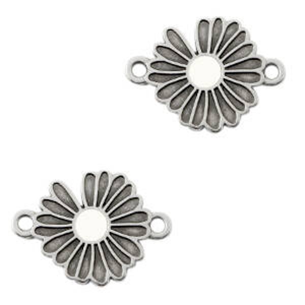 DQ tussenstuk Daisy antiek zilver-white