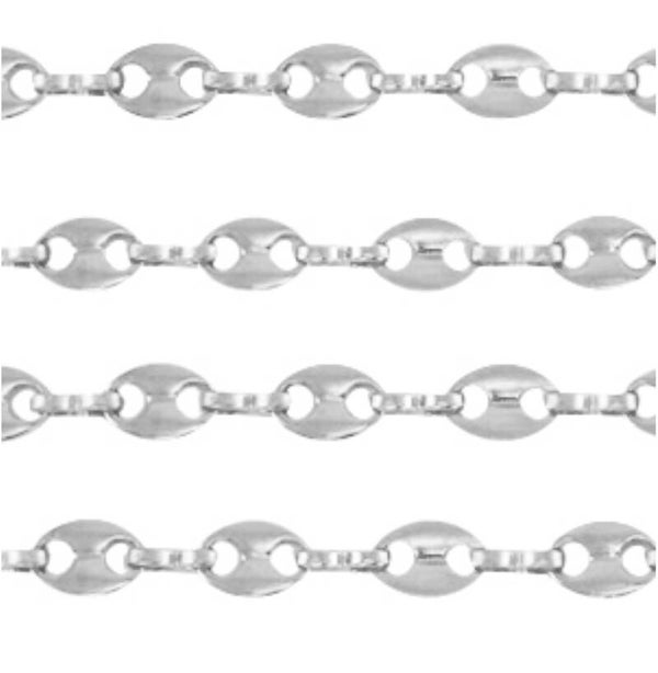 Stainless steel jasseron puffed mariner link chain goud
