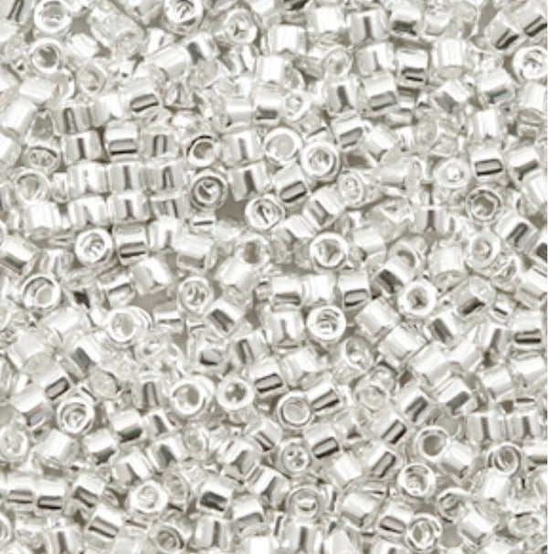 Miyuki delica’s 11/0 2mm. Sterling silver plated 