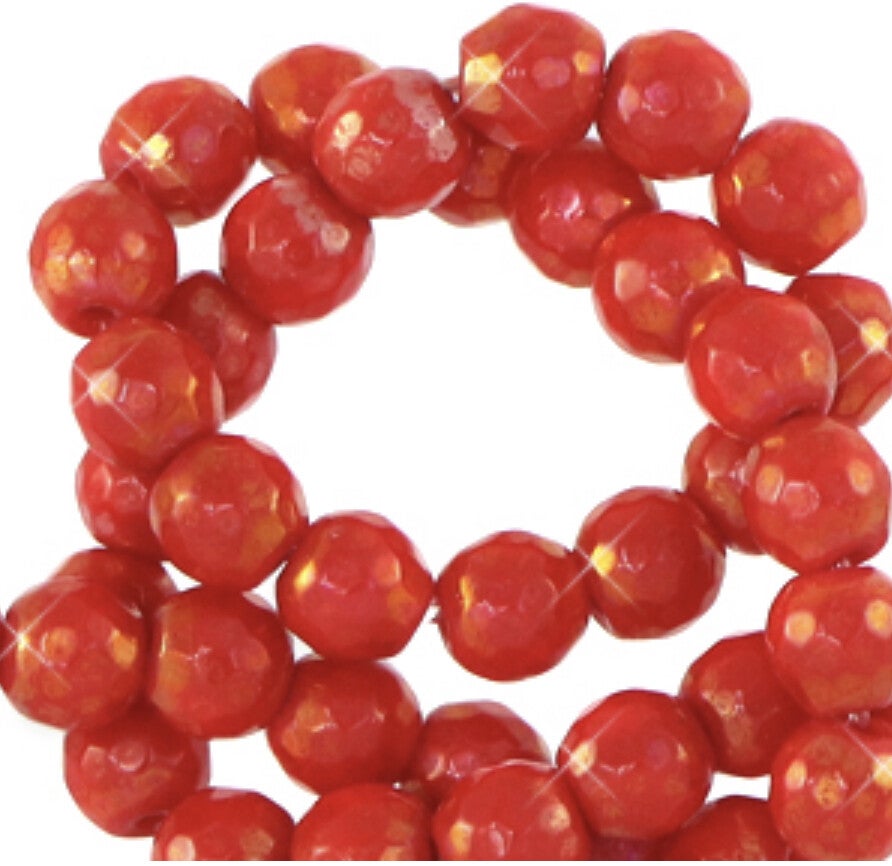 6mm natuursteen kralen facet geslepen Rasberry Rose AB