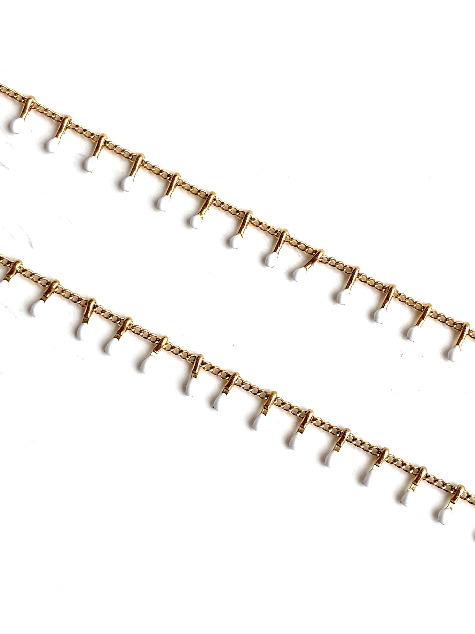 Stainless steel jasseron color beads White - Gold