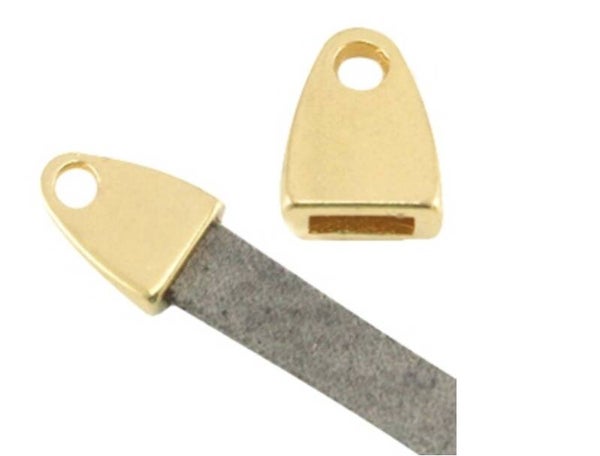 DQ metaal eindkap met oog (voor 5mm plat leer) Goud (nikkelvrij)