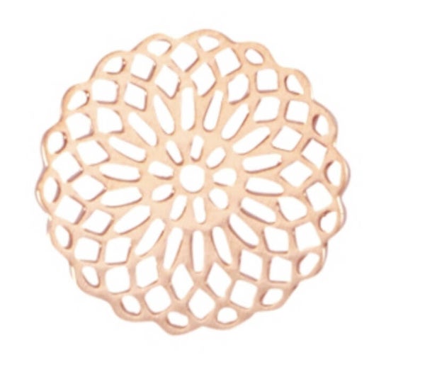 Bohemian hanger / tussenstuk rond rosé goud.