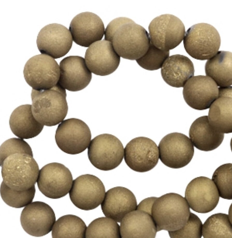 6mm natuursteen kralen agaat antique gold metallic
