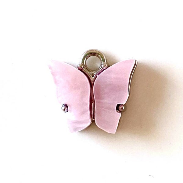 Bedel / Hanger Butterfly Zilver - Pink