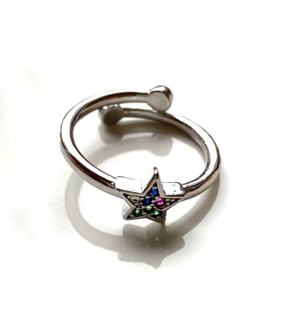 Zirconia verstelbare ring silver.