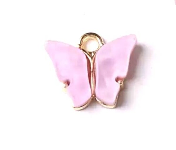 Bedel / hanger Butterfly  Gold / Pink  