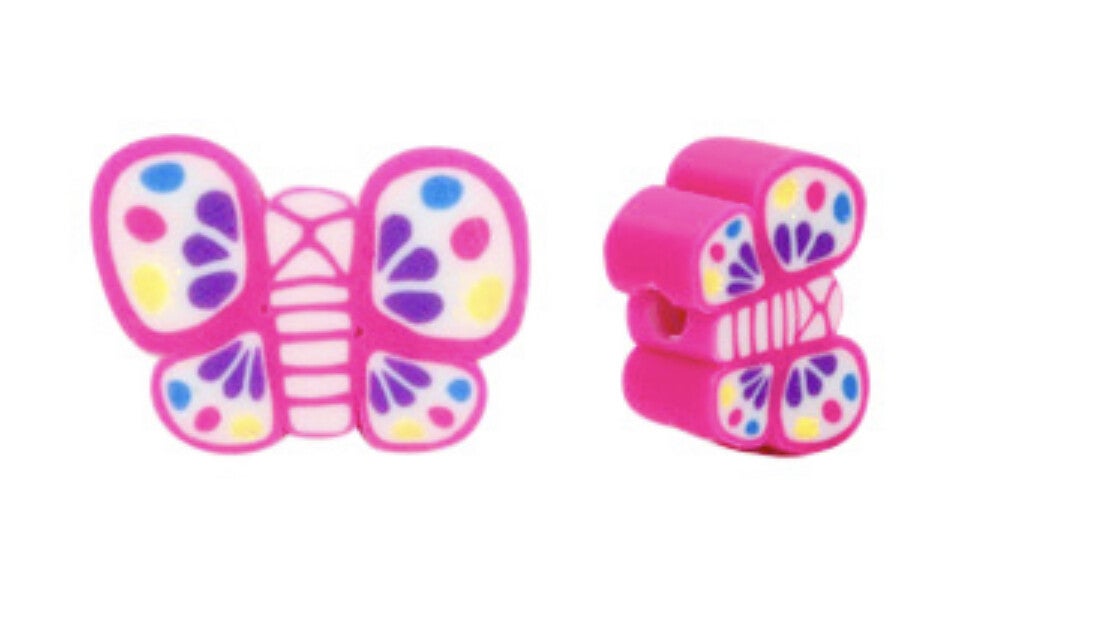 Vlinder pink kraal polymeer 12x9mm