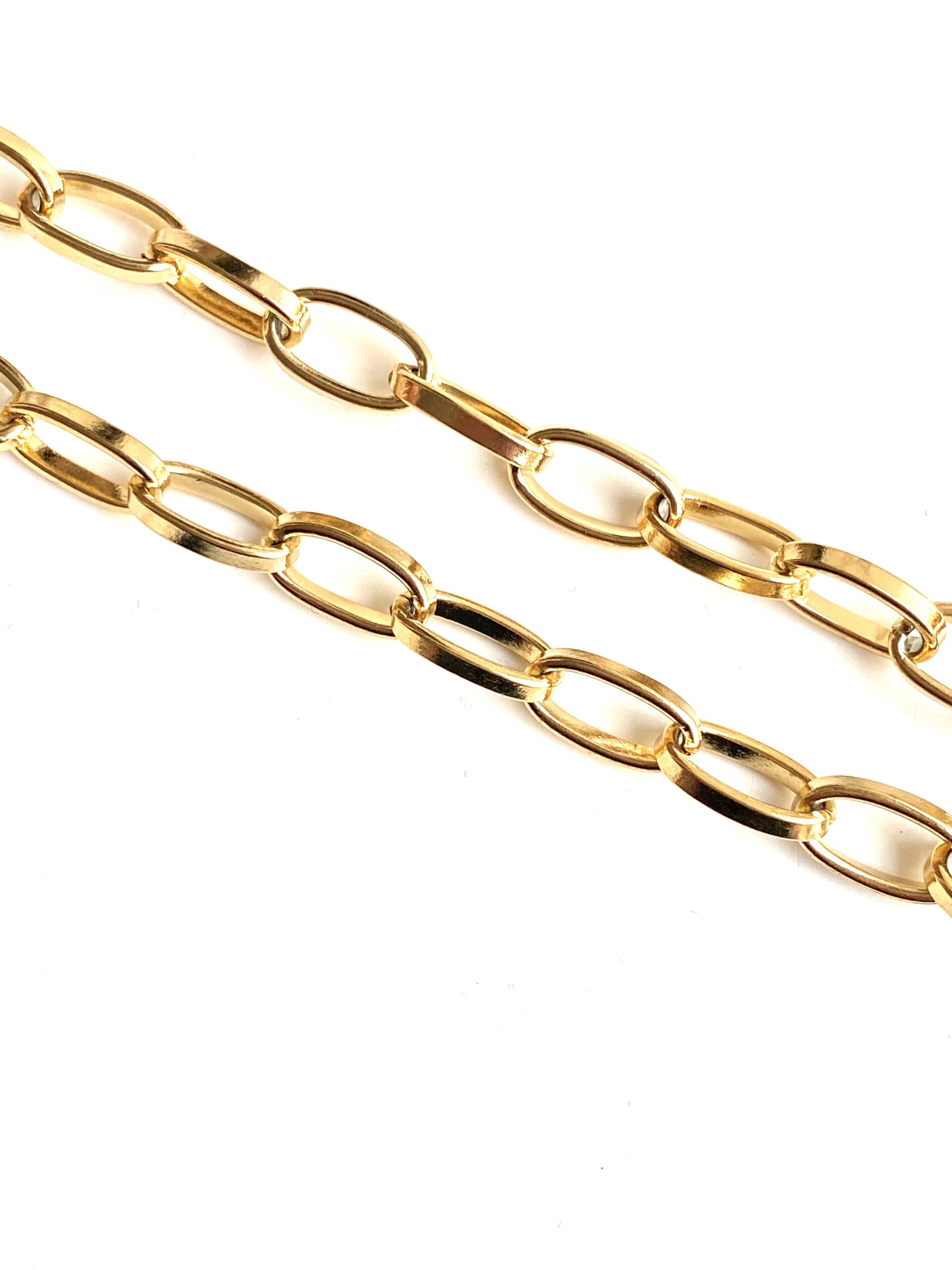 Stainless steel Jasseron goud ovale schakel 7x13mm.