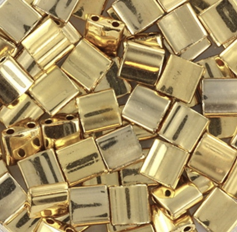 Miyuki tila 5x5 24kt gold plated
