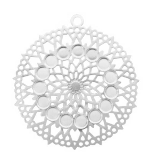 Bohemian hanger rond met oog 26mm Zilver