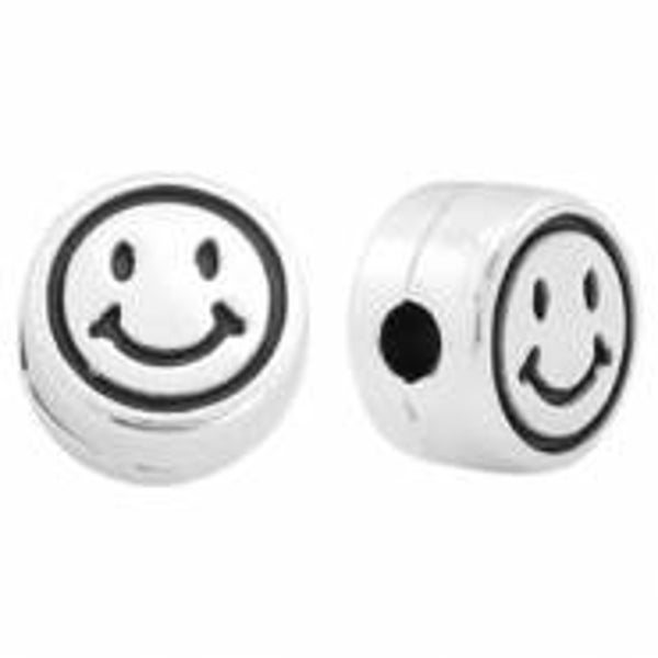 DQ metaal kraal smiley zilver