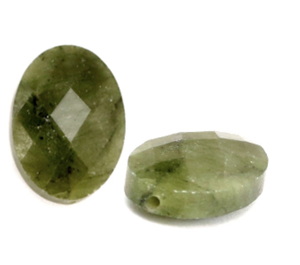 Natuursteen facet ovaal Jade olive green