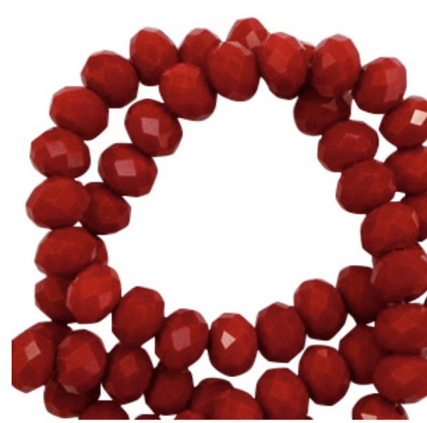 Facet kralen disc 6x4mm Dark haute red - pearl shine coating 