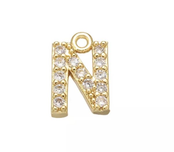 Bedel zirkonia Letter N goud.