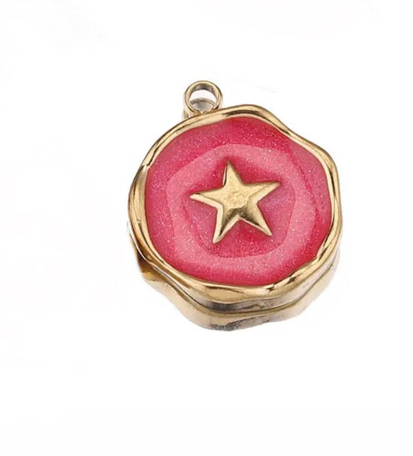 Stainless steel bedel ster  Roze - Goud